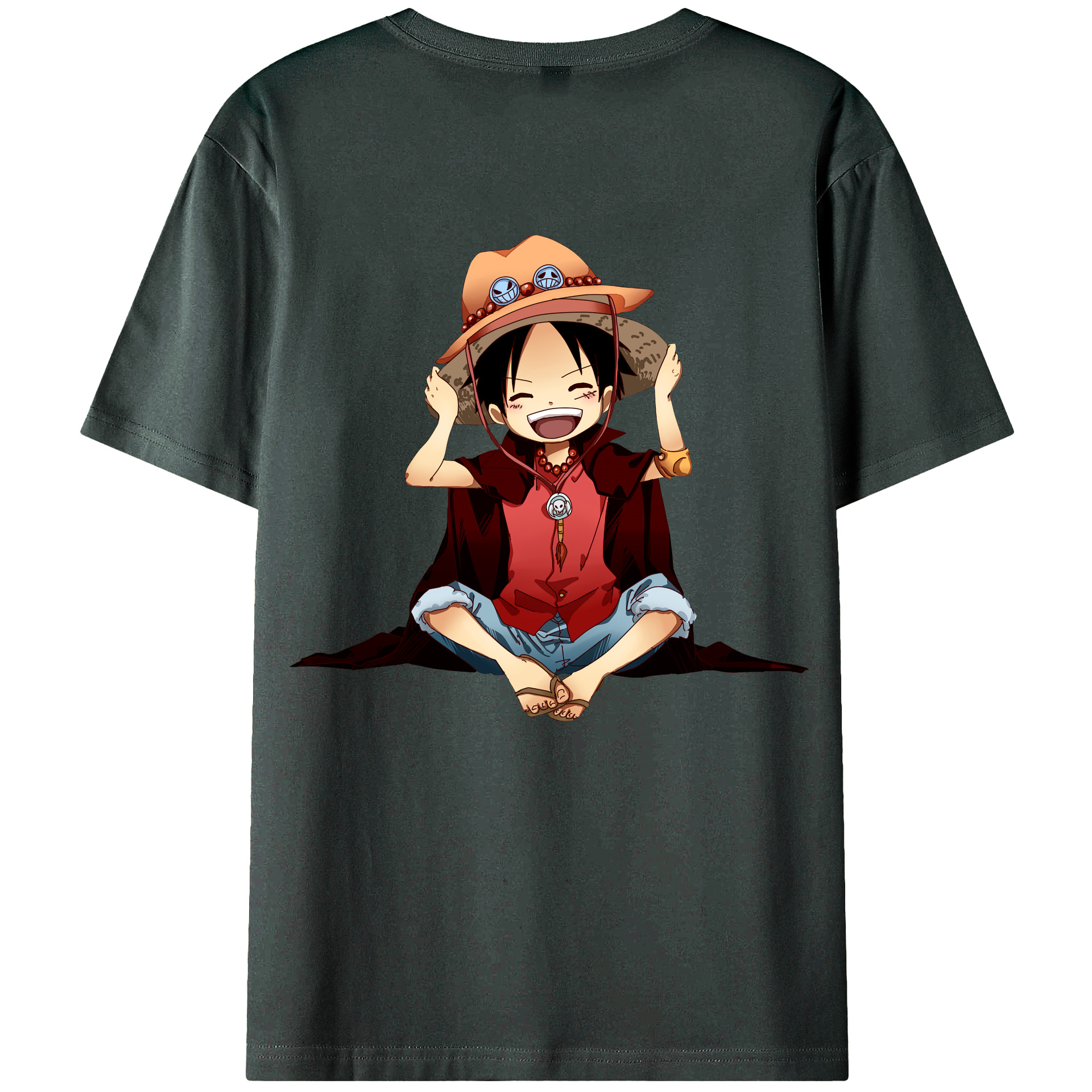 ワンピース モンキー・D・ルフィ ONE PIECE Monkey D. Luffy 綿100％ メンズ半袖Tシャツ（バックプリント） 通気性